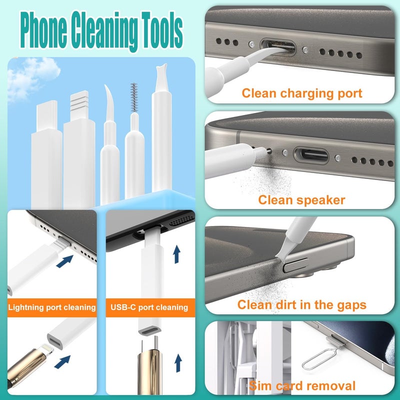 VICHYIE Keyboard Cleaning Kit with Brush, Computer Laptop Cleaner Kit, Phone Cleaning Tool, Multi-Function Cleaner Kit for Earbuds, Cellphones, PC, Screens, Camera Lens, Electronics Devices (White) - Image 2